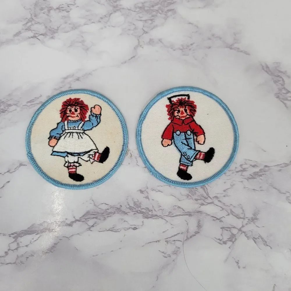 Raggedy Ann and Andy Vintage Rag Doll Embroidered Patches